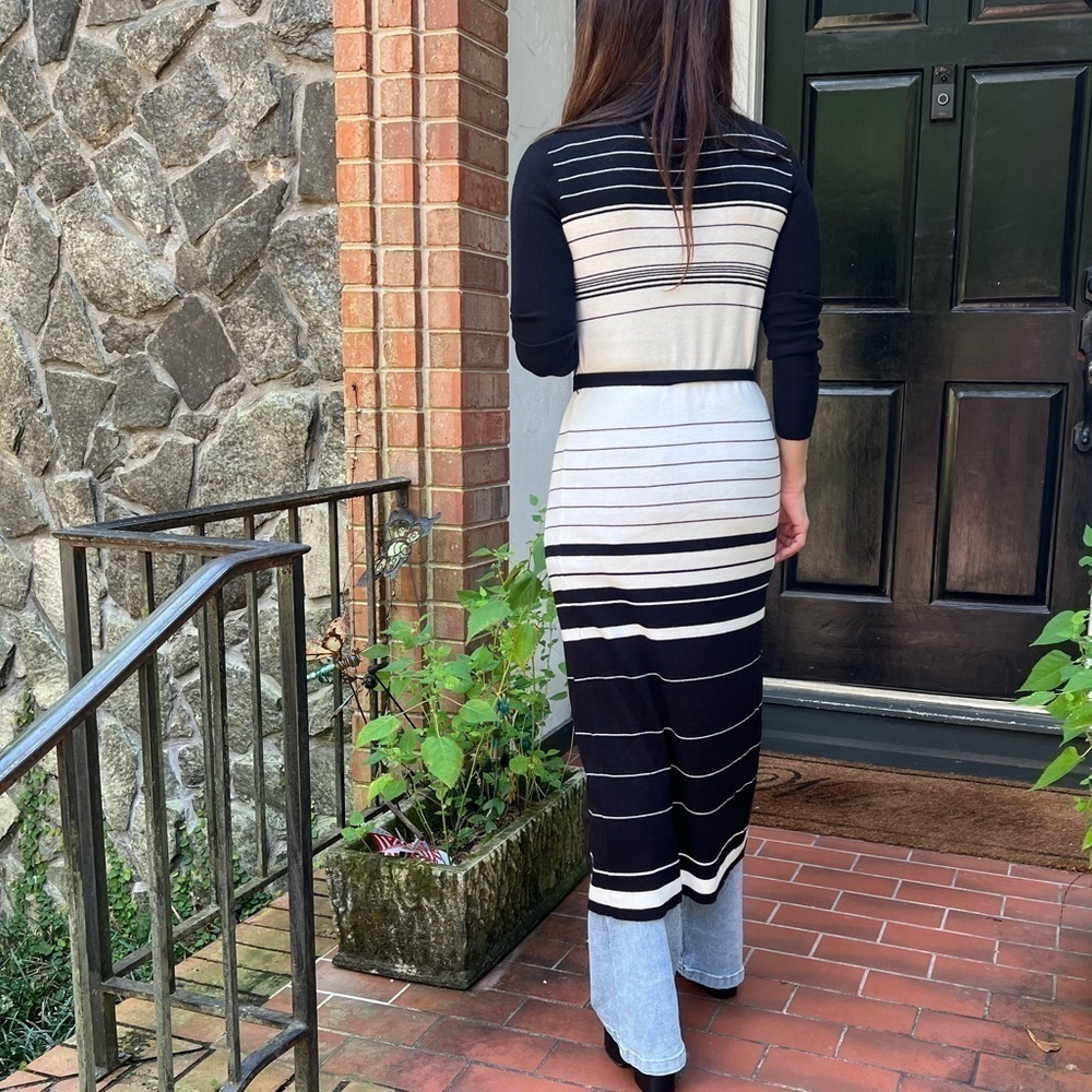NWOT Fabulous Striped Long Knit Dress/Belted Cardigan - Picture 5 of 6
